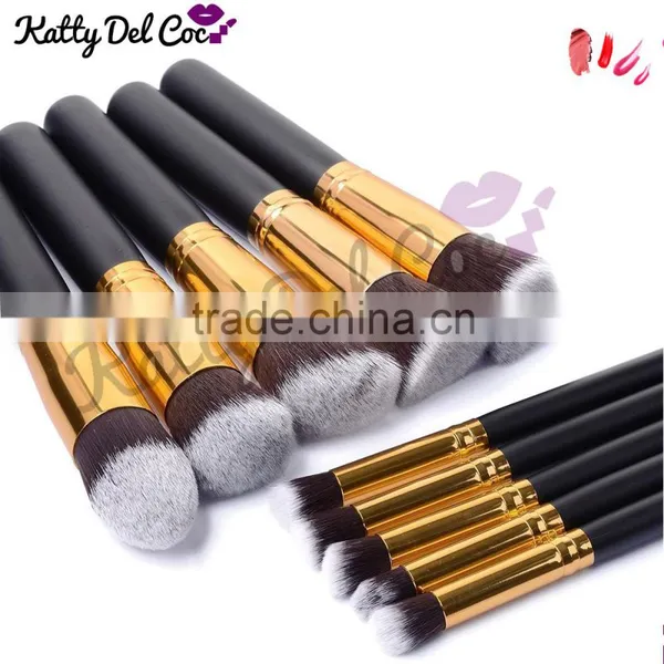 Cosmetics Brush Wholesale 10pcs Gold Alumium Luxury Best Quality Professional Makeup Brush Set photo-4