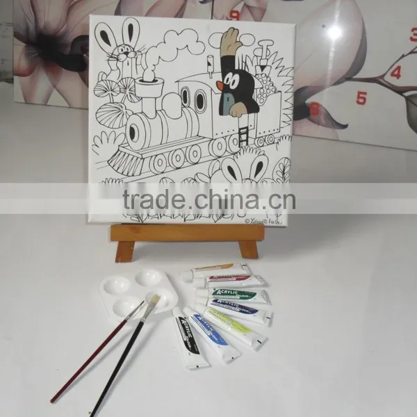 Mini Wood Stretched Canvas Painting Stand Set for Kids