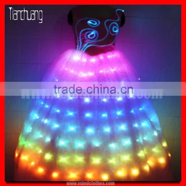 Full Color Blinking Led for Clothes/fiber Optic Clothing Wedding Dress/Led Evening Dress for Wedding