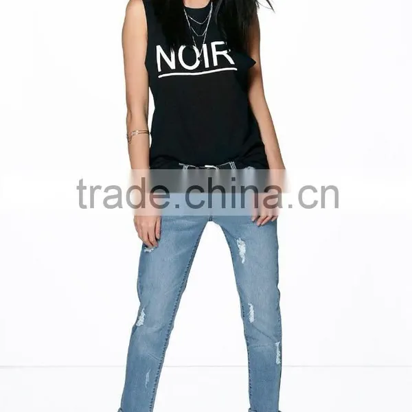 Ladies Jeans Top Design Turn up Jeans (JXA025)