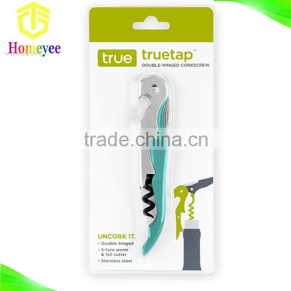 Green Corkscrew Double Hinged Waiters Manual Wine Key Bottle Opener With Foil Cutter photo-2