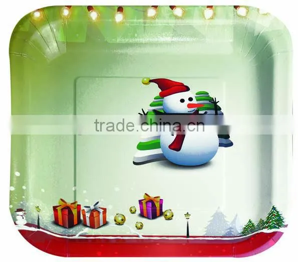 Christmas Custom Printed Shaped Paper Snack Plate/dinner Plates photo-4