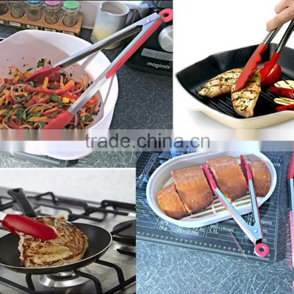 Cooking Tools Utensils Colorful Silicone Handle Stainless Steel 304 BBQ Tong photo-6