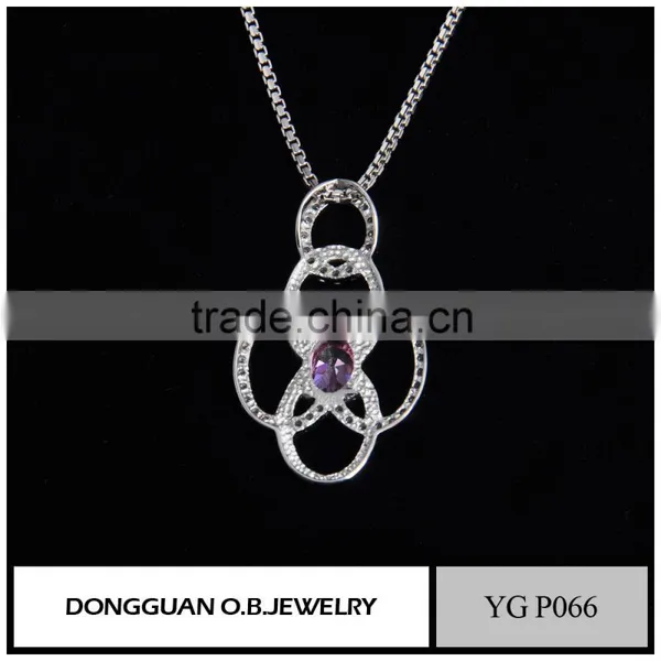2016 the Newest Designs Fashion 925 Sterling Silver Pendant With Pink Stone Wholesale Price photo-2