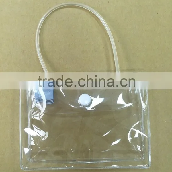 Small Size Clear Plastic PVC Button Closure Bag With Handle photo-5