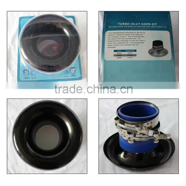 3''/3.5''/4'' Inlet Universal Aluminum Car Turbo Inlet Horn Kit Air Intake Funnel photo-2