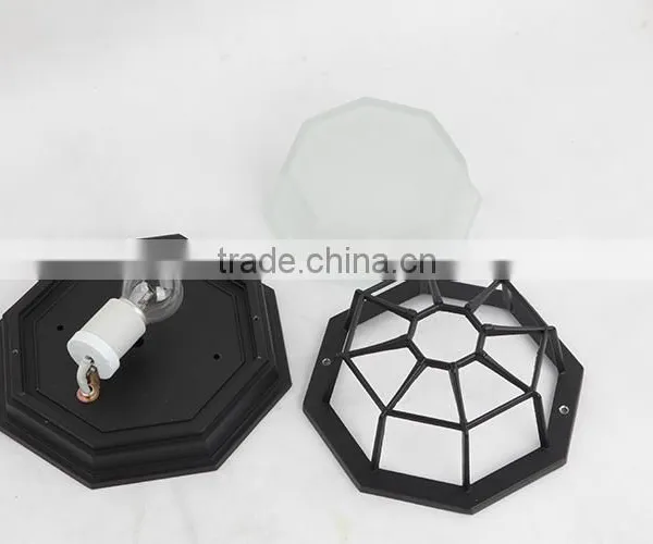 Black Metal Cubic Vintage Ceiling Light Simple Style Ceiling Lamp With Glass Lampshade photo-5
