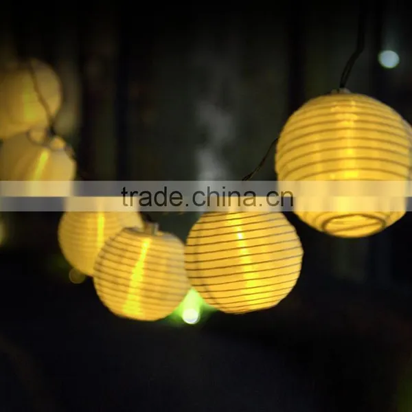 Solar String Lights Outdoor 15.7ft 20 LED Warm White Fabric Lantern Christmas Globle Lights photo-3
