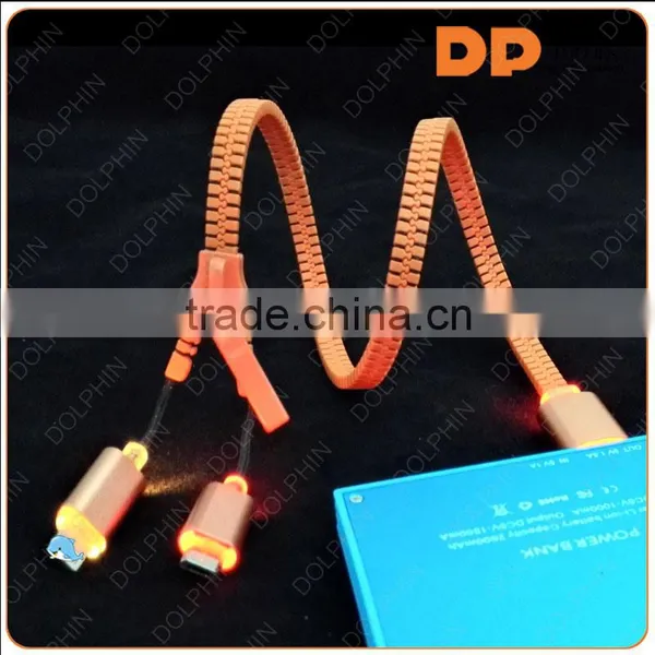 Zipper USB Cable for Samsung Galaxy s4 Usb Cable With Led Light