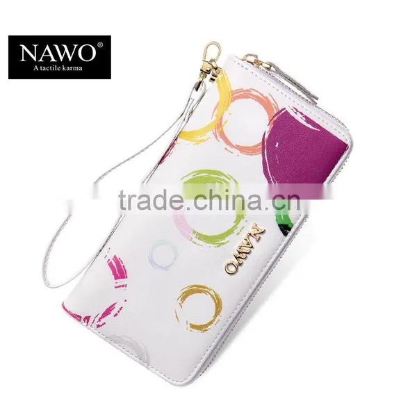 Fashion Zippered Ladies Long Purse Women Wallets Clutches Genuine Leather