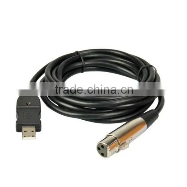 XLR Female to USB Male 3M Black Cable Cord Adapter For Microphone Connect With Computer photo-2
