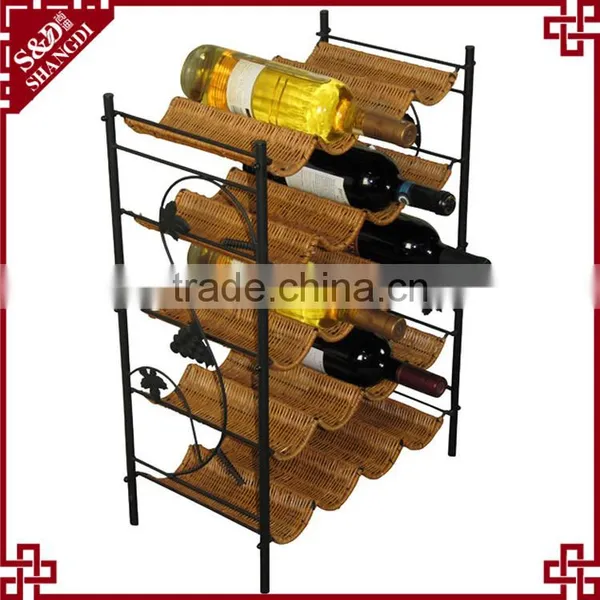 Latest 5 Levels Design Metal & Wicker Craft Display Used Wine Rack photo-2