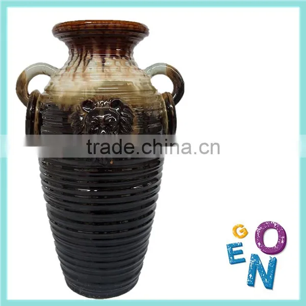 Cheap Handle Polished Clay Ceramic Vase Urns photo-3
