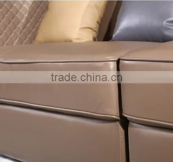 Luxury Italian Classic Genuine Leather Sofa Set With Ebony Coffee Table Set, Italian Living Room Furniture(MOQ=1 SET) photo-3
