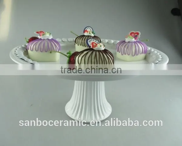 Ceramic Cake Stand , Metal Cake Stand White for Wedding & Party With Dome photo-3