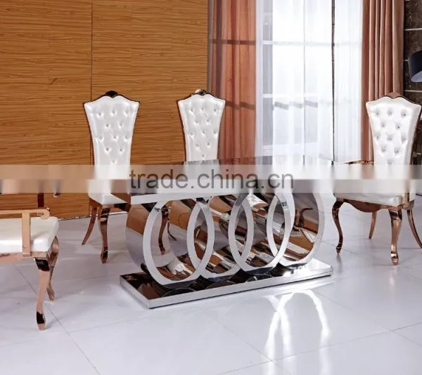 Circle Metal Base Marble Dining Room Table and Chairs photo-2