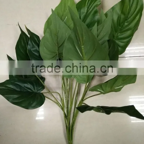 2017 Wholesale Artificial Big Green Leaves for Plant Trees Decoration