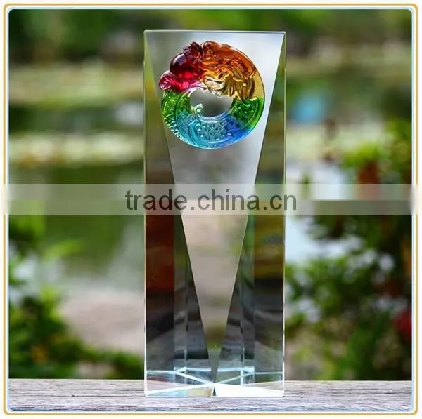 Custom Folk Crafts Rectangle Trophy New Design Crystal Trophy Awards