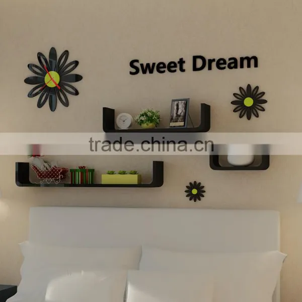 Hot Sale Book Shelf Set of 3 U Shape Wood Wall Shelf DIY Home Wall Decorative Floating Wall Shelf Wholesale photo-2