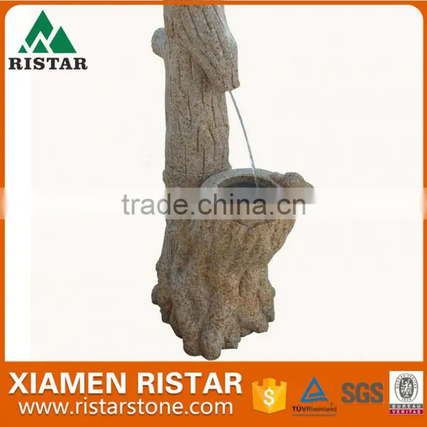 Outdoor Stone Fountain Garden Water Feature in Yellow Granite photo-3