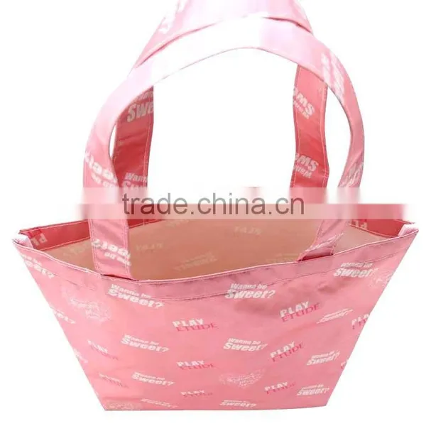 Full Dye Sublimation Printing 300D Polyester Long Handle Shopping Tote Bag With Bottom photo-4