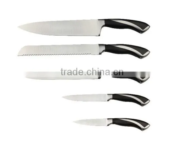 A3373 High Quality Cast Stainless Steel Bolster "V" Shape Ground Blade 5pcs Stainless Steel Knife Set photo-2