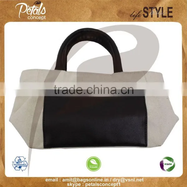 12 OZ Natural Canvas Tote Bag With Polyester Lining & With PU Padded Handles Bottom photo-6