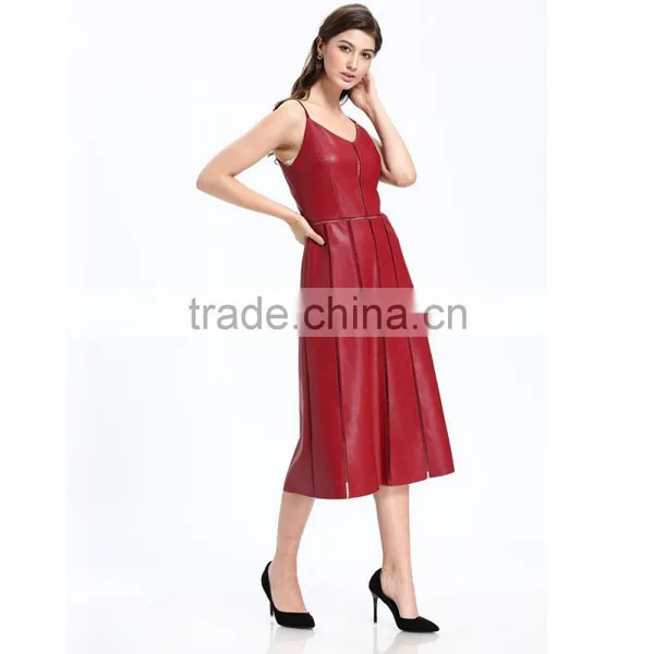 2017 Latest Party Hot Casual Woman Sexy Leather Dress photo-5