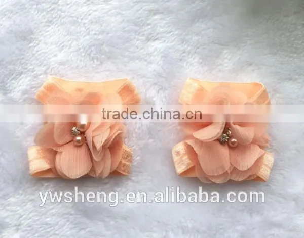 Wholesale Foot Flower Chiffon Accessories Foot Ornaments Baby Photography Shooting Props Baby Pearl Foot Flowers photo-5