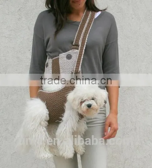 Summer Crochet Pat Dog Sling Carrier With Pockets photo-2