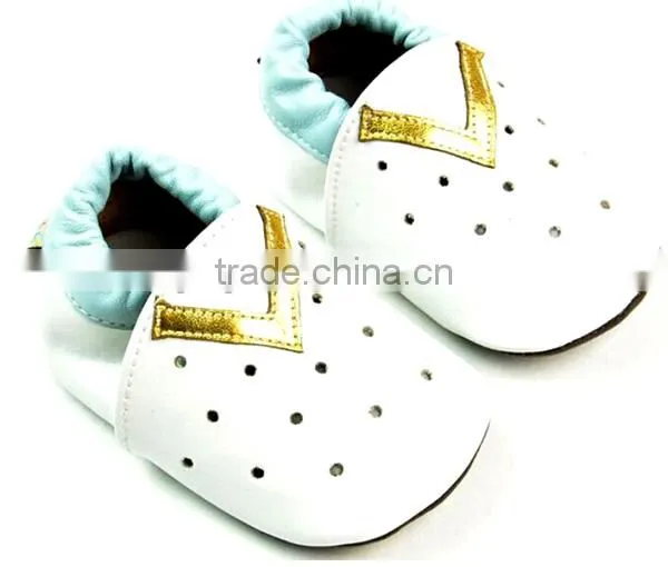 Navy Blue Soft Sheepskin Leather Baby Shoes photo-2