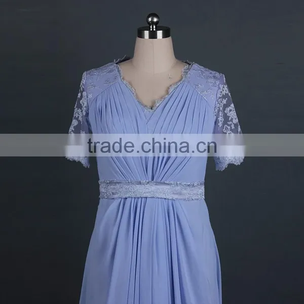 Lace Appliqued Purple Floor-Length Evening Dress photo-4