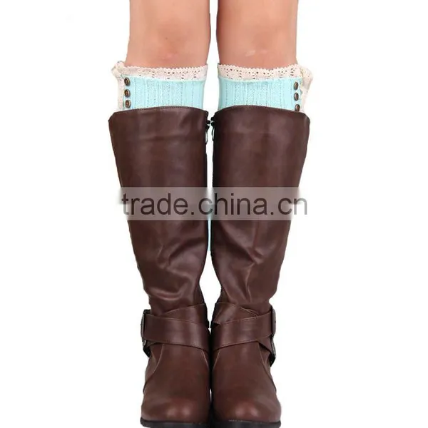 Factory Best Selling New Design Buttons Crochet Women Lace Boot Cuffs photo-4