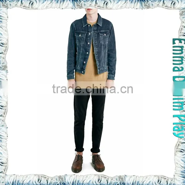 Euro Fashion Classic Casual Long Sleeve Dark Grey Men's Denim Jacket photo-3