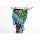 Short Blue Tassel Belly Dancing Hip Scarves In Performance / Practice Wear