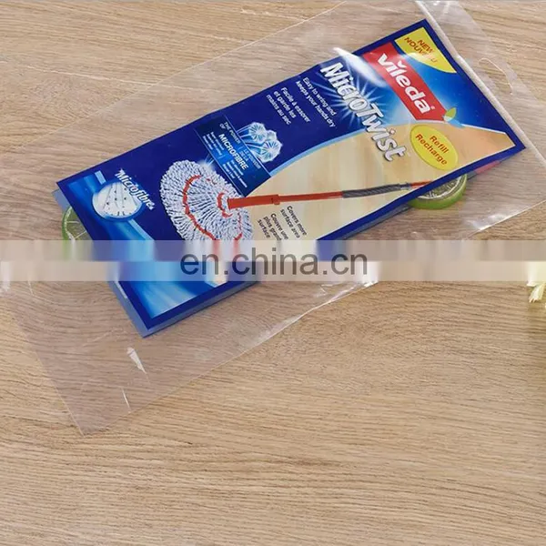China Manufacture Cheap Clear Microfibre Mop Poly Bag Packaging,Opp Bopp CPP Heat Sealing Bag With Handing photo-3