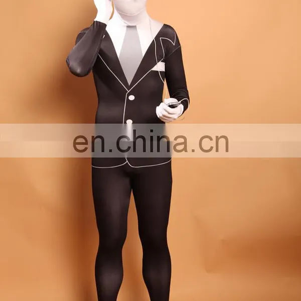 Slender Man Business Costume Adult/Teen Spandex Bodysuit Zentai Halloween Fancy Dress photo-2