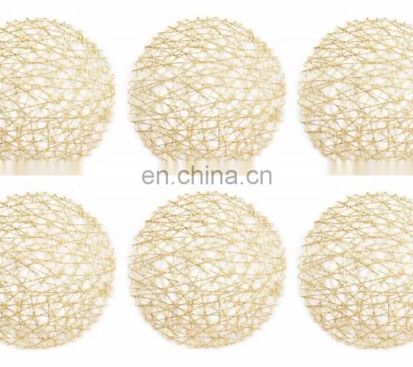 Woven Paper Round Decorative Metallic Placemat photo-3