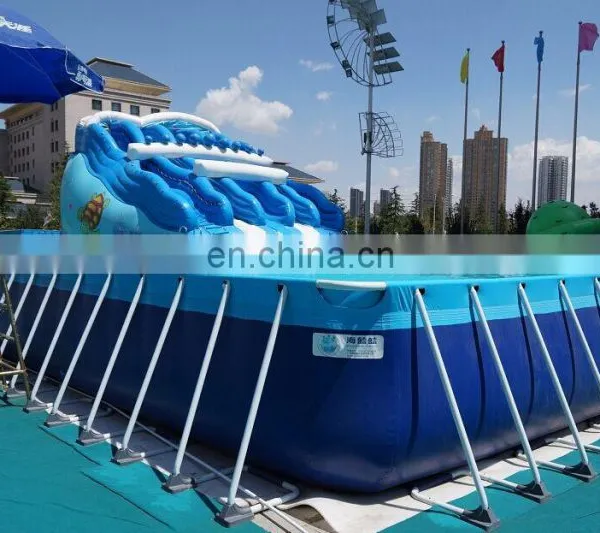 Large Above Ground Steel Metal Frame Swimming Pool Inflatable Water Slide Park Pool 10m 20m 50m photo-2