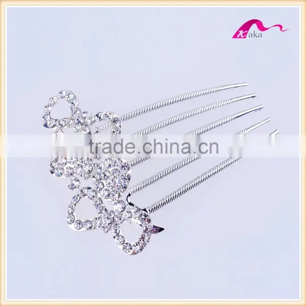Top Quality Wedding Headwear Twinkle Crystal Bowknot Hair Combs For Women Hair Ornament photo-3