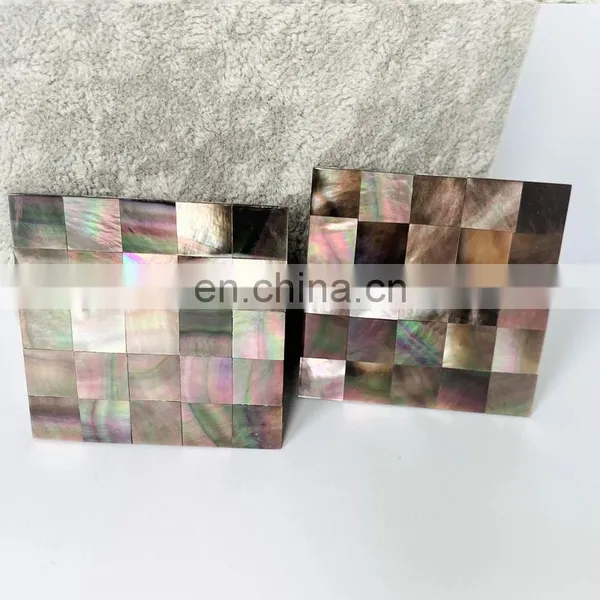 Natural Mother of Pearl Black Mosaic Decorative Coaster Custom Design Drink Cup Coaster Set For Table Decor Wholesale photo-4