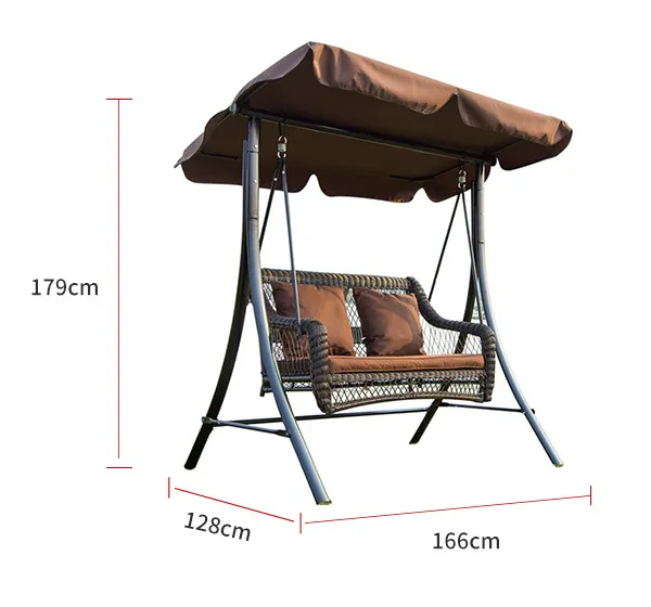Durable Outdoor 2-seat Luxury Rattan Hammock Swing Chair With Fabric Canopy photo-2