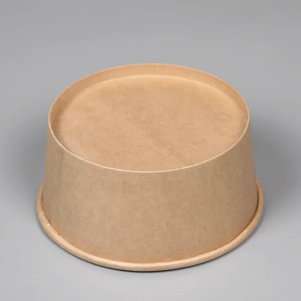 Thick Kraft Paper Packing Bowls Disposable Takeaway Paper Packaging Cups With Lids Wholesale Custom photo-2