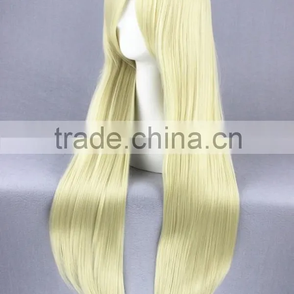 High Quality 80cm Long Straight Chobits AGATSUMA SOUBI Beige Synthetic Anime Wig Cosplay Hair Wig Party Wig photo-4