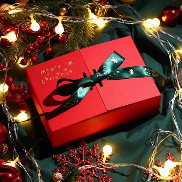 Ribbon High-end Christmas Gift Box Factory Can Customize Size Carton Red Black Ribbon photo-3