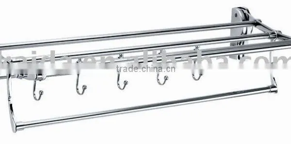 Stainless Steel Moving Towel Rack,folding Towel Rack With Hooks H-004