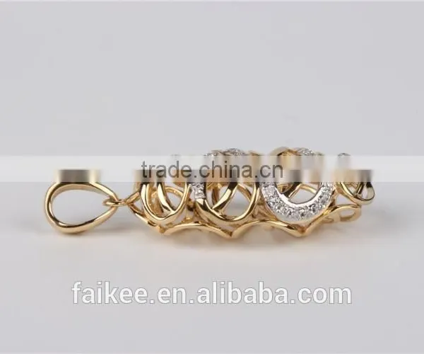 2015 New Design Fashion Jewelry 18K Rose Gold Diamond Leaf Pendants Micro Set photo-3