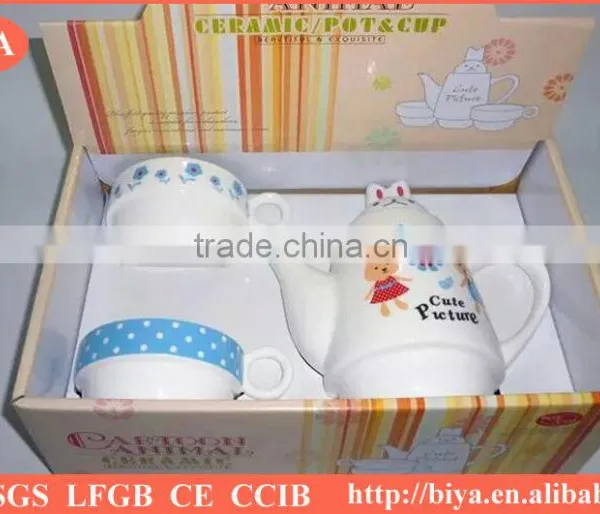 Moroccan Tea Pot Customized Plain White Ceramic Porcelain Tea Pot & Kettle for Two Cup and Saucer Rabit photo-6