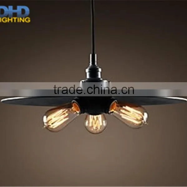 Industrial 3-arm Iron Shade Edison Pendant Lamp Vintage Brass Socket Home Decoration Lighting Fixture