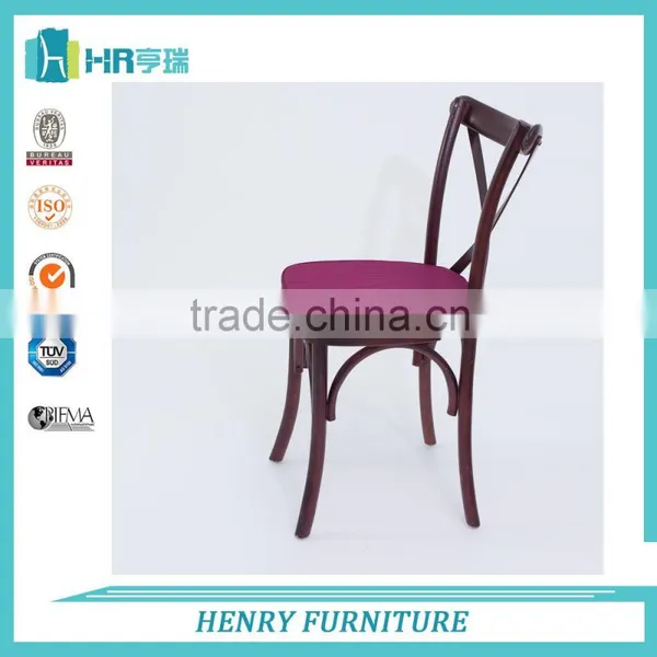 French Style Wood Dining Chair Coffee Cross Back Chair photo-5